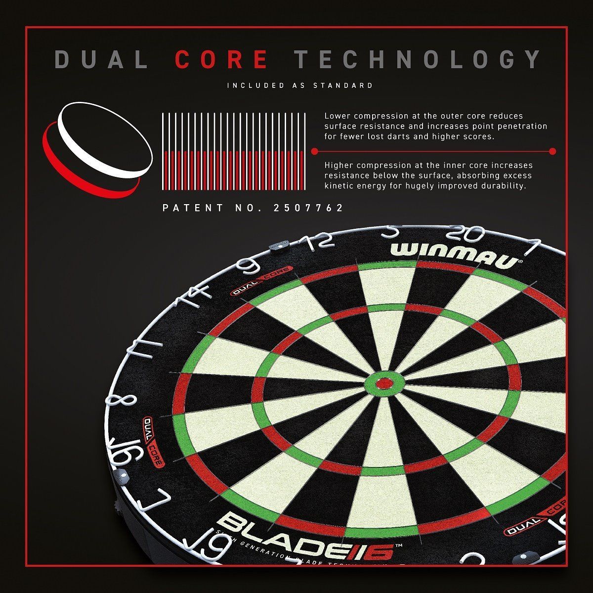 WINMAU Dartboard Blade 6 Dual Core Bristle Board