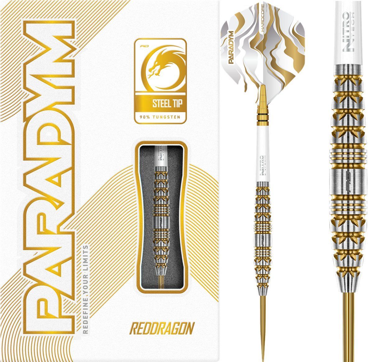 Reddragon Paradym Gold Torpedo 90% Fléchettes à pointe acier 23/25 Grammes Steeldarts