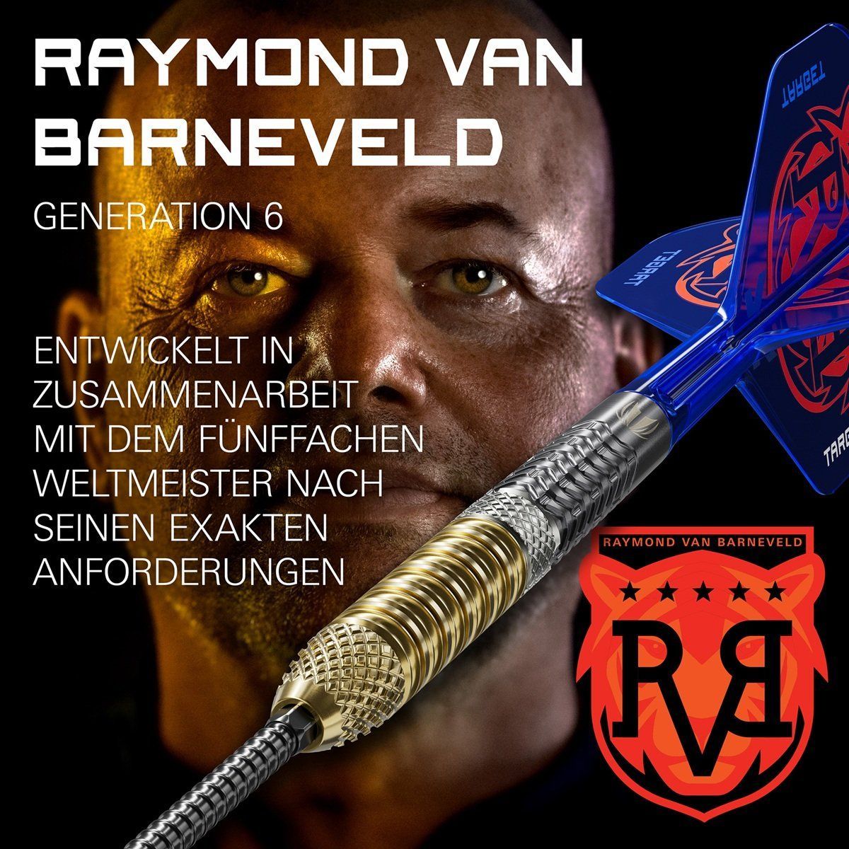 Target Raymond van Barneveld Gen6 Swiss Point 95% Fléchettes à pointe acier 21/23/25 Grammes Steeldarts