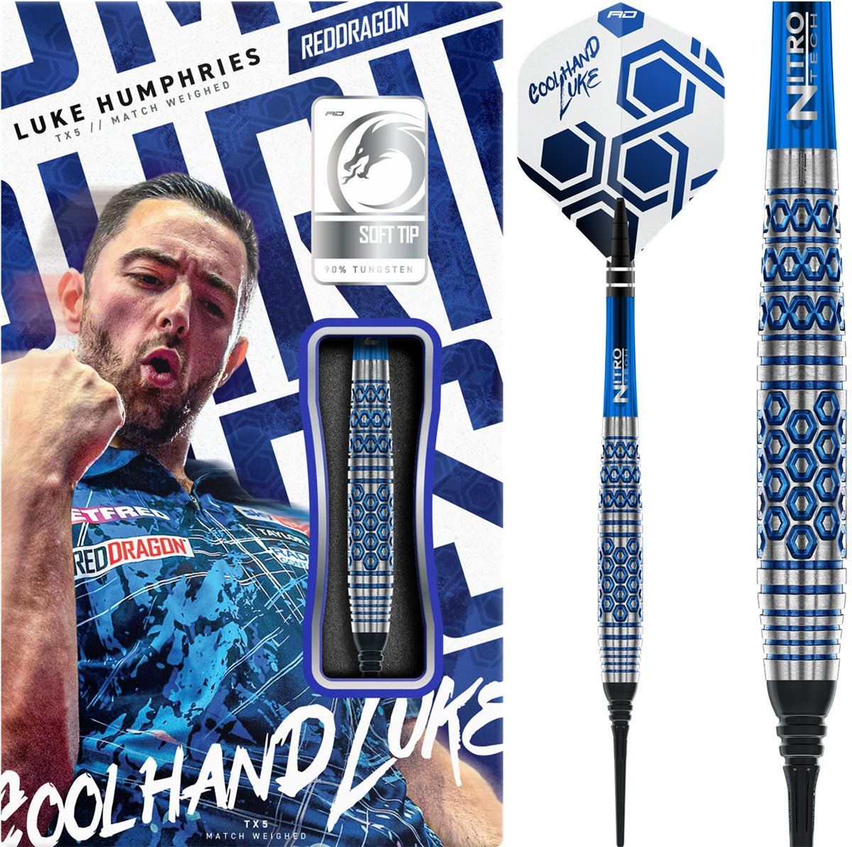 Reddragon Luke Humphries TX5 90% Fléchettes à pointe souple 20 Grammes Softdarts
