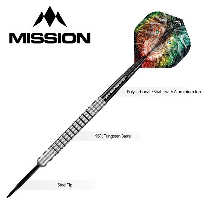 Mission Dominik Grüllich 95% Silver-Black Rings 21,5/23,5/25,5 Gram Steeldarts