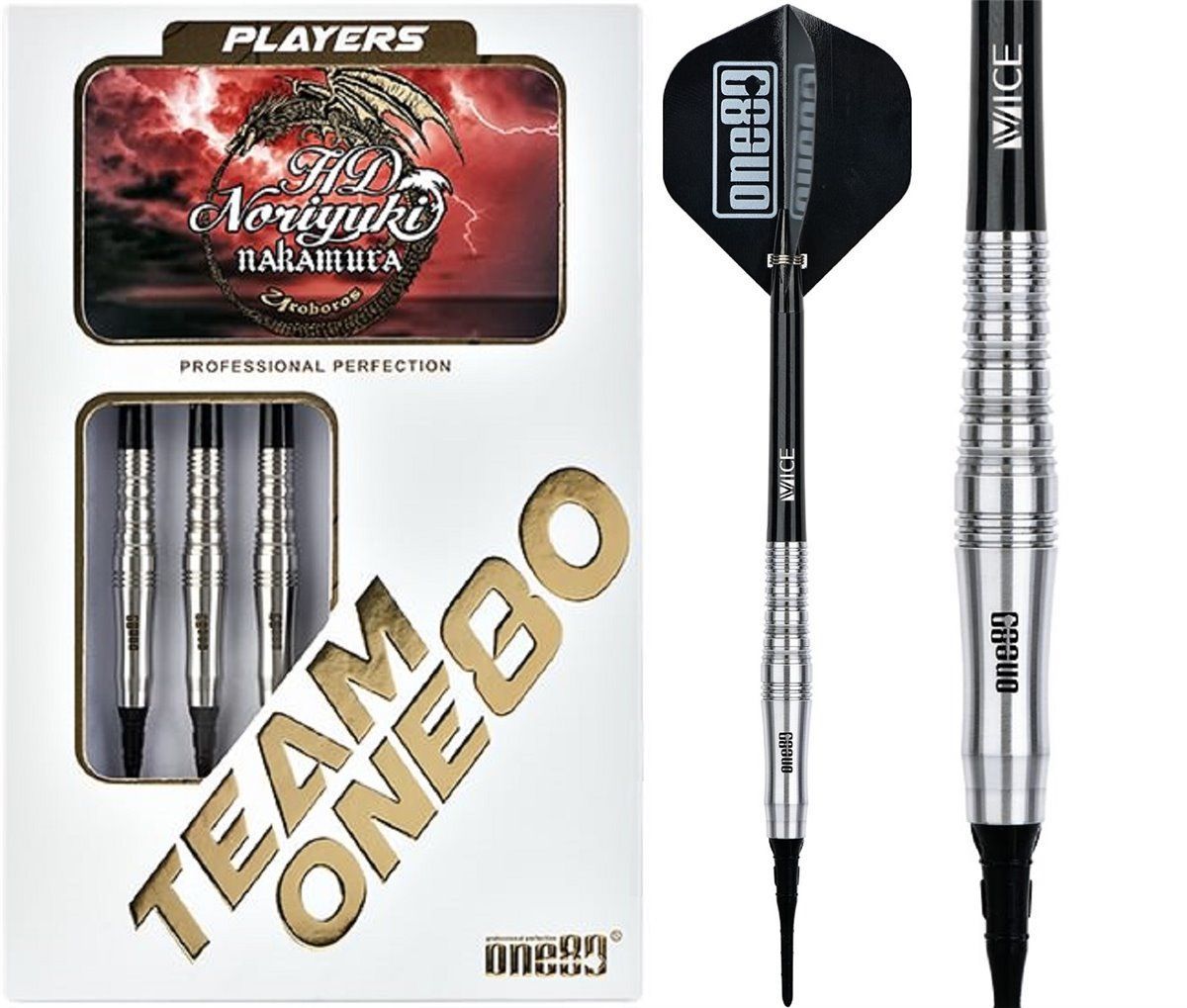 One80 Noriyuki Nakamura Signature HD Softdarts 17 Gramm Gewinde 2BA Softdarts
