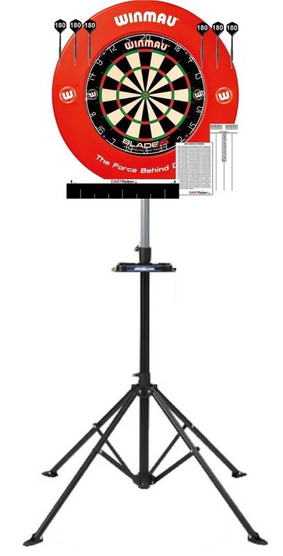 Mega Starter-Set Dartboard WINMAU Blade 6 Bristle Board Surround + Ständer + Zubehör Bristle Board