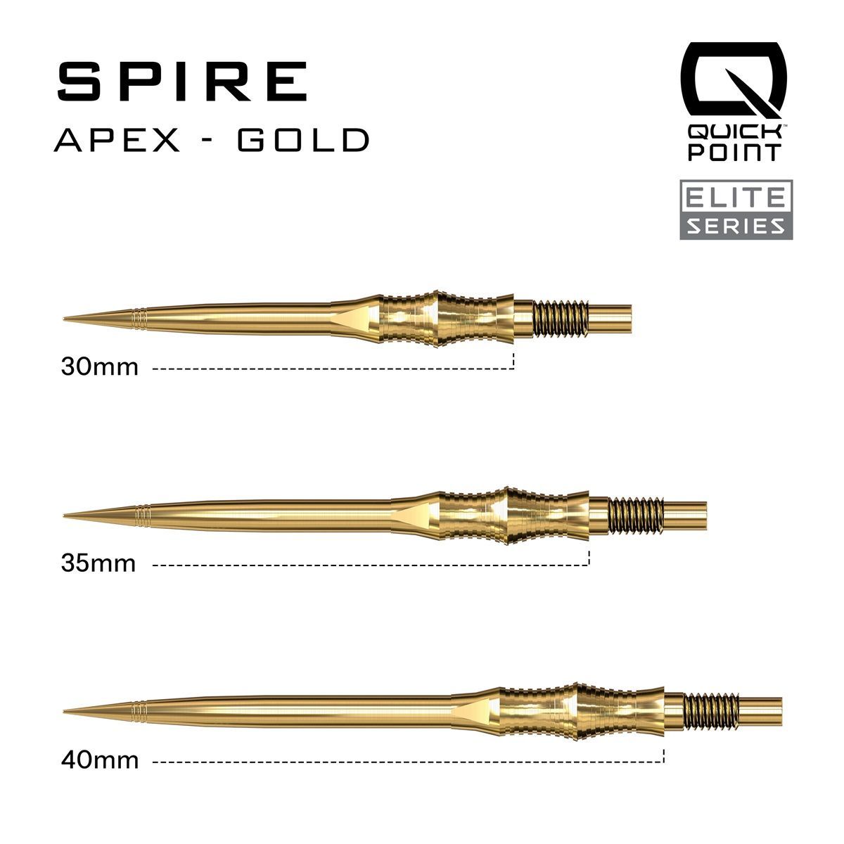 Harrows Quick Points Apex Spire 30/35/40 mm Silver/Black/Gold Wechselspitzen
