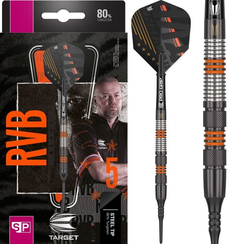 Target Raymond van Barneveld RvB Black 80% 2023 Fléchettes à pointe souple 18 Grammes Softdarts
