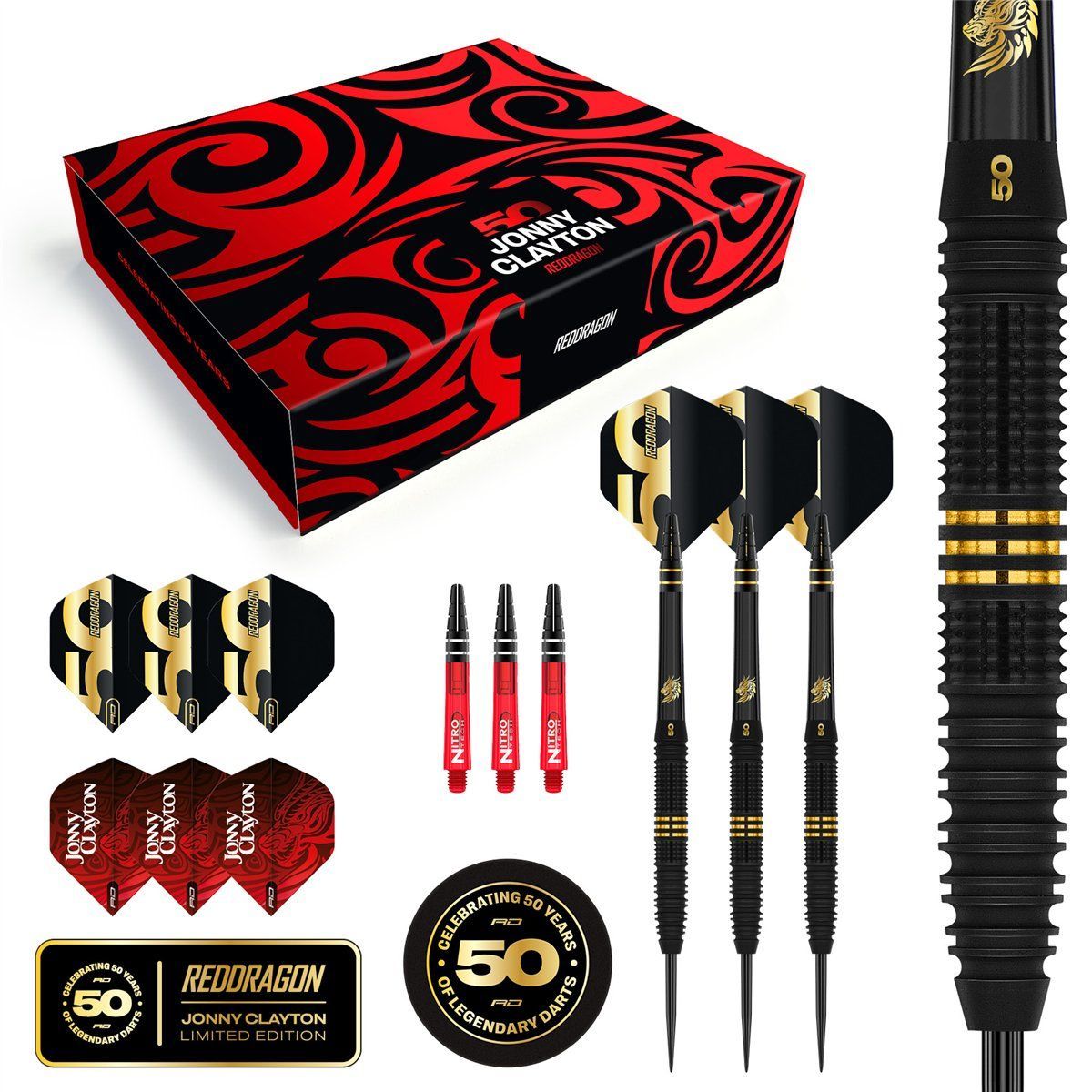 Reddragon Jonny Clayton 50 Years Limited Edition 90% Steeldarts 22 Gram Steeldarts
