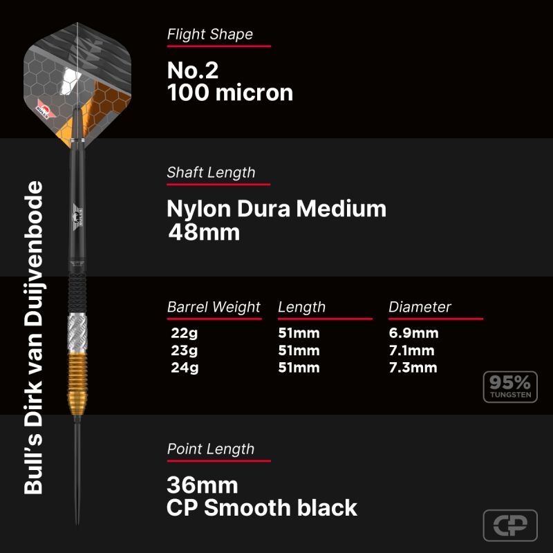 Bull´s Dirk van Duijvenbode CP 95% Steeldarts 22/23/24 Gramm Steeldarts