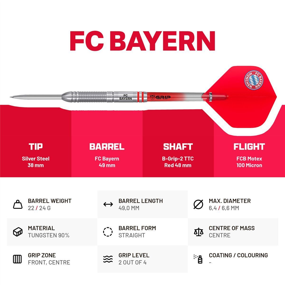 FC Bayern München 90% Steeldarts 22/24 Gramm Steeldarts