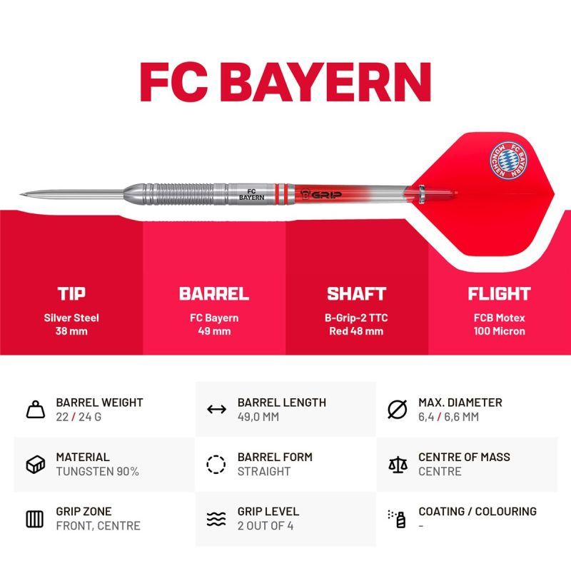 FC Bayern München 90% Steeldarts 22/24 Gramm Steeldarts