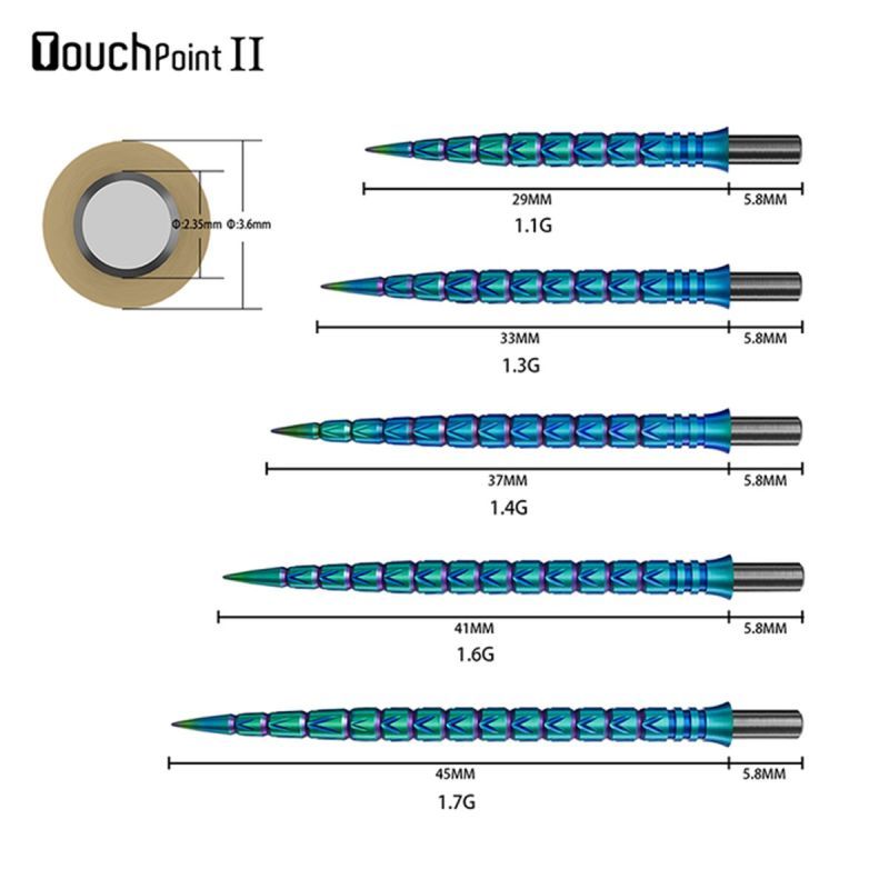 Cuesoul Touch Point 2 Steel Tip Points V Cuts Multi Color Steelspitzen