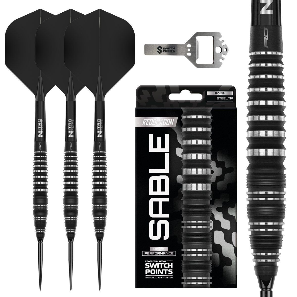 Reddragon Sable Bomb Switch Point 90% Steeldarts 22/24/26 Gramm Steeldarts