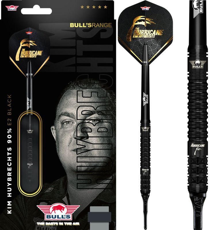 Bull´s Kim Huybrechts E2 Full Black 90% Fléchettes à pointe souple 20 Grammes Softdarts