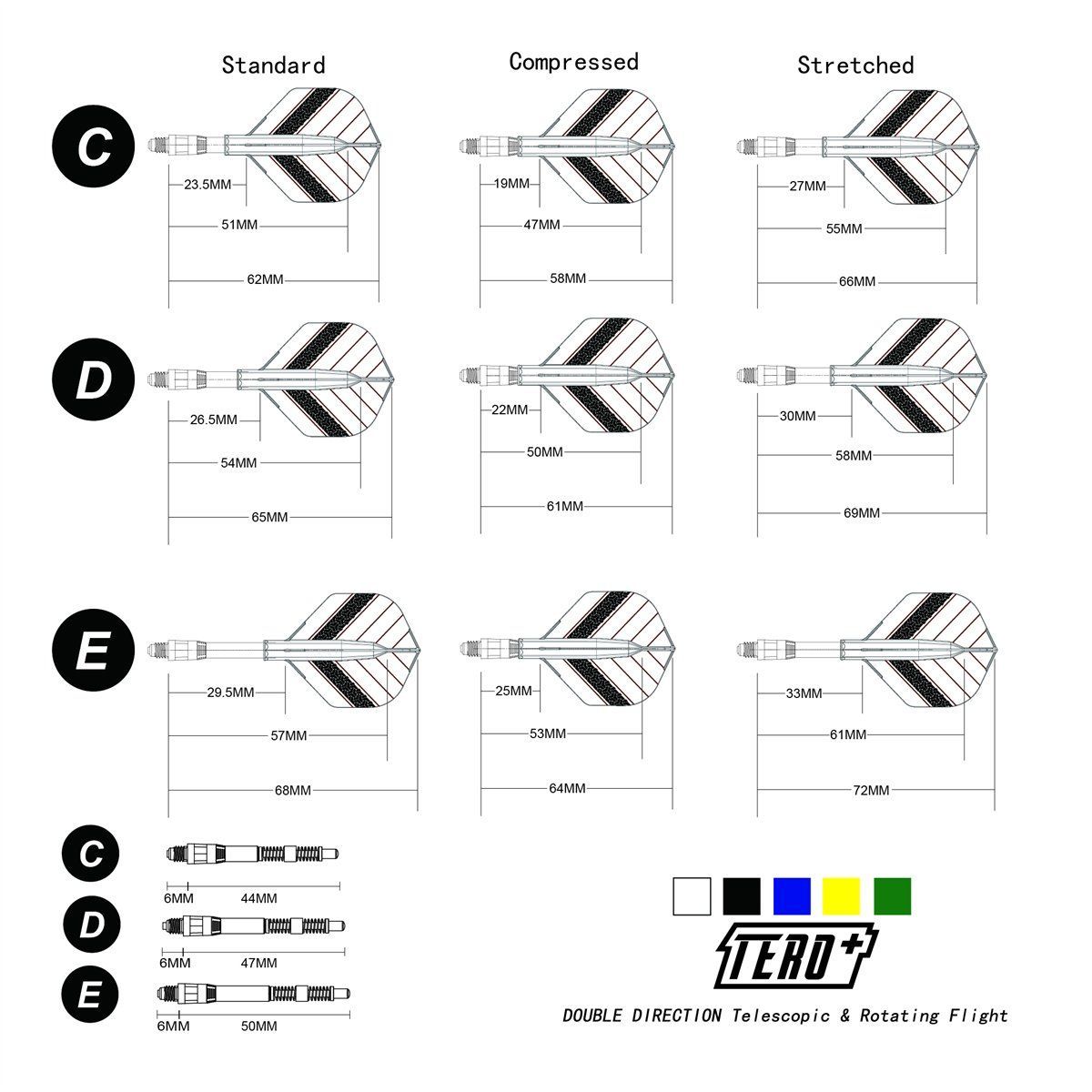 Cuesoul AK7P Tero Dart Shaft Black Shafts