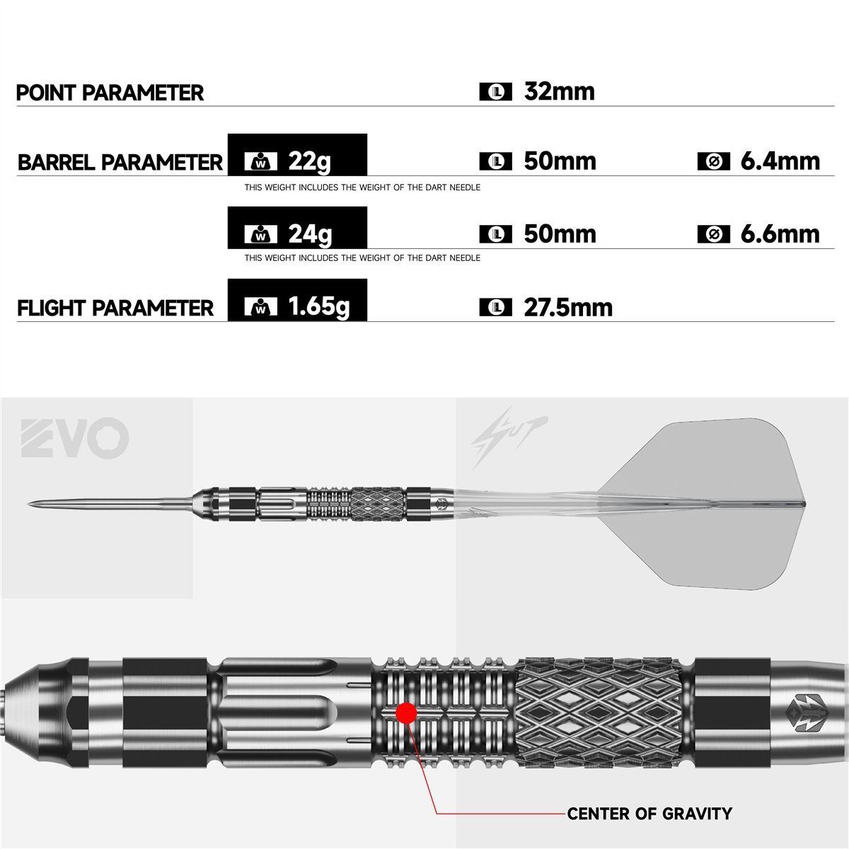 Caliburn Player XT 90% Steeldarts 22/24 Gramm Steeldarts